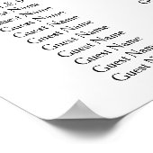 12 Tafel Eenvoudige Moderne Huwelijkszitgrafiek Poster (Hoek)