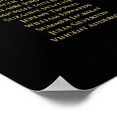 12 Tafel Gold Sparkles Black Wedding Seating Chart Poster (Hoek)