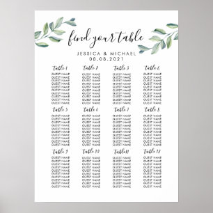 12 Tafel Grote Trouw Gast zitplaatsenkaart Poster