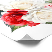 12 Tafel Rood Wit Rose Bloemen Zitting Grafiek Poster (Hoek)