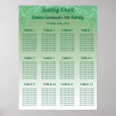 12 Tafel Zitting Grafiek Sjabloon Groene Glitter Poster (Voorkant)