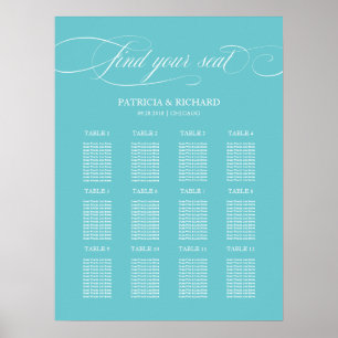 12 Tafels Purist Blauw Trouw Stoelen Plan Bord Poster