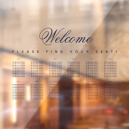 12 Transparante weergave tabel Blauw script Raamsticker (Vel 2)