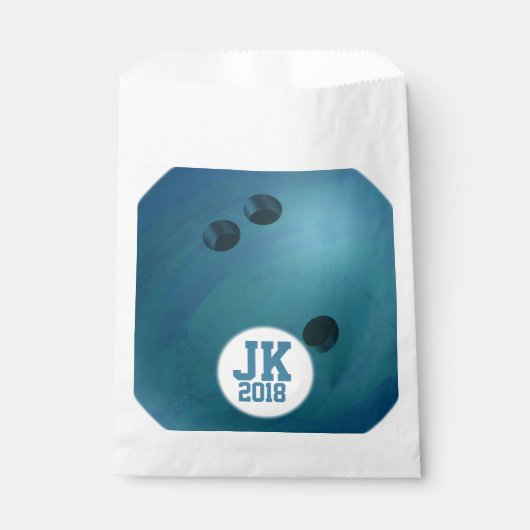 12 van 12 Blue Bowling Ball Custom Favor Bag Bedankzakje (Voorkant)
