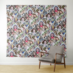 12 vierkante fotocollage-raster met tekst - funky wandkleed