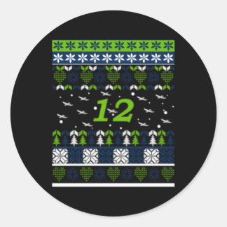 12 Vliegende Seahawks Lelijk Ronde Sticker