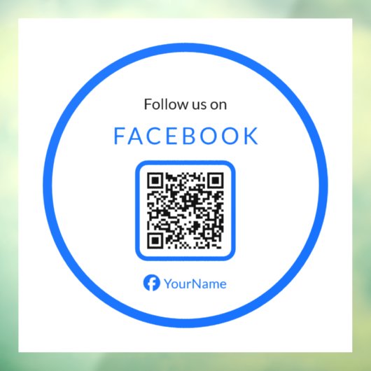 12" Volg ons op Facebook QR Code Blue Raamsticker (Vel 3)