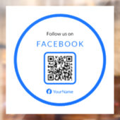 12" Volg ons op Facebook QR Code Blue Raamsticker (Vel 2)