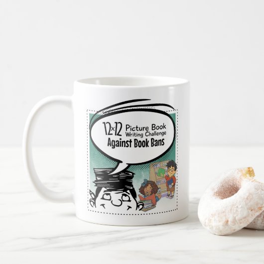 12 x 12 Contre Les Interdictions De Livres Mug (Avec donut)