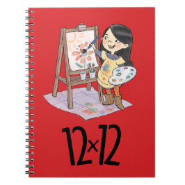 12 x 12 Painter Girl Spiral Notitieboek Red