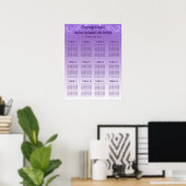 12 zitplaatsen kaart sjabloon paarse glitter poster (Thuiskantoor)