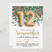 12e anniversaire Confetti Invitation (Devant / Derrière)