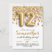 12e anniversaire Confetti Invitation (Devant)