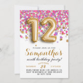12e anniversaire Confetti Invitation (Devant)