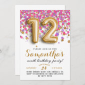 12e anniversaire Confetti Invitation (Devant / Derrière)