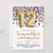 12e anniversaire Confetti Invitation (Devant)
