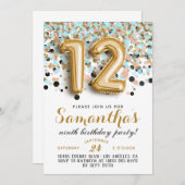 12e anniversaire Confetti Invitation (Devant / Derrière)