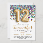 12e anniversaire Confetti Invitation (Devant)