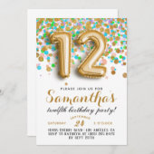 12e anniversaire Confetti Invitation (Devant / Derrière)