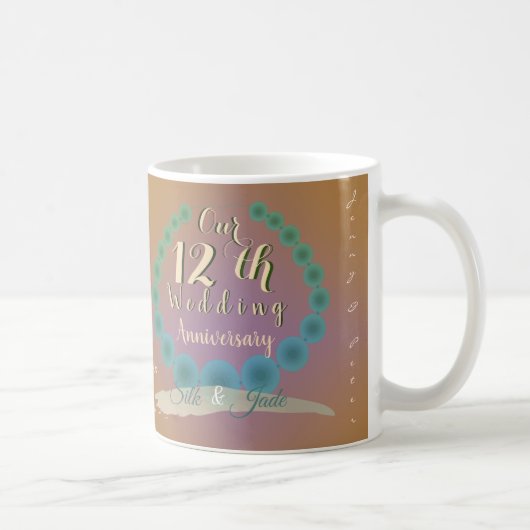 12e anniversaire du Mariage Mug à café en soie et (Droite)