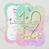 12e anniversaire Fête Rainbow Garden Invitations (Devant / Derrière)