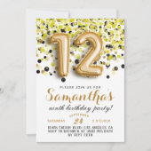 12e anniversaire Invitation Confetti (Devant)