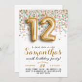 12e anniversaire Invitation Confetti (Devant / Derrière)