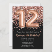 12e anniversaire Invitation Rose noir Parties scin (Devant)