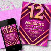 12e anniversaire Neon Invitation