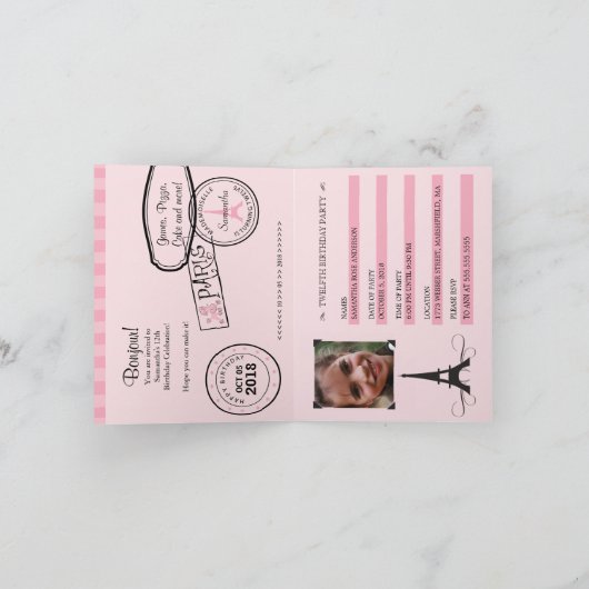 12e anniversaire Paris Passport Invitation (Intérieur)