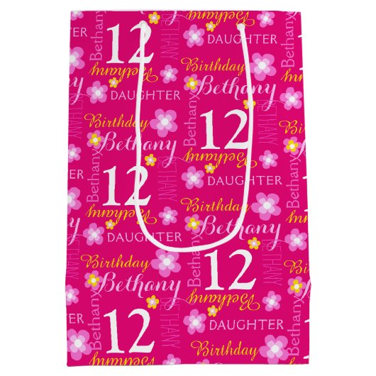 12e anniversaire rose jaune personnalisé sac cadea (Dos)