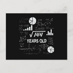12e Birthday Square Root Wiskunde 12 jaar oude dag Briefkaart