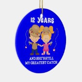 12e bruiloft Jubileum grappige cadeau voor hem Keramisch Ornament (Rechts)