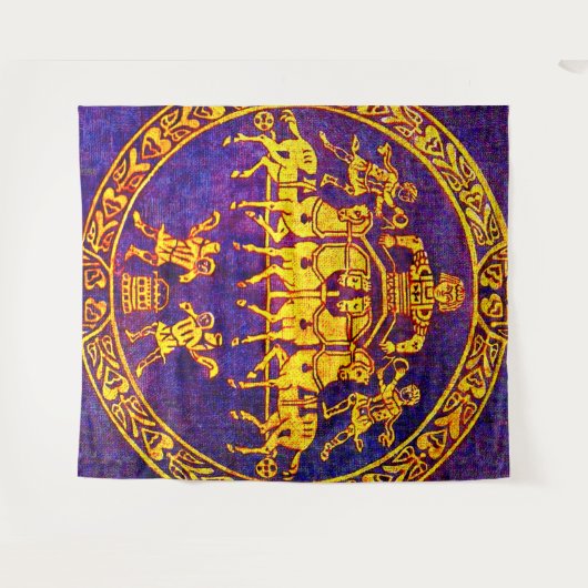 12e eeuw middeleeuwse hoorn en soldaten print wandkleed (Voorkant (horizontaal))