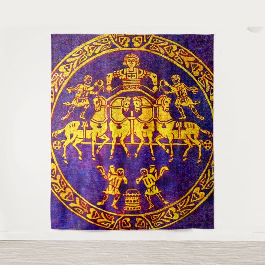 12e eeuw middeleeuwse hoorn en soldaten print wandkleed (Voorkant)