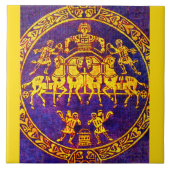 12e eeuw middeleeuwse orkaan en soldaten tegeltje (Voorkant)