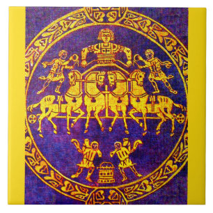 12e eeuw middeleeuwse orkaan en soldaten tegeltje