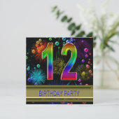 12e fête d'anniversaire Invitation avec bulles (Debout devant)