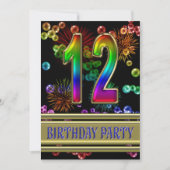 12e fête d'anniversaire Invitation avec bulles (Devant)