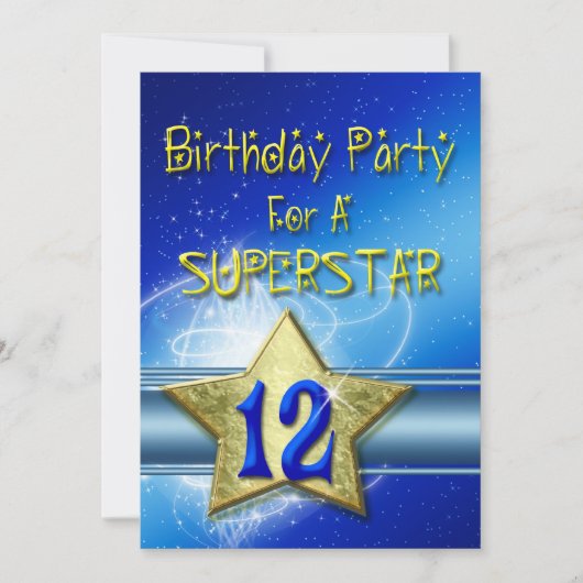 12e fête d'anniversaire Invitation pour une supers (Devant)