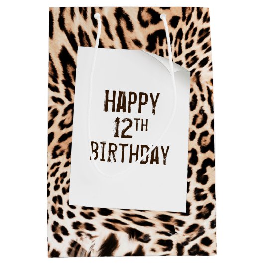 12e jaardag luipaard voor afdrukken in middelgrote medium cadeauzakje (Voorkant)