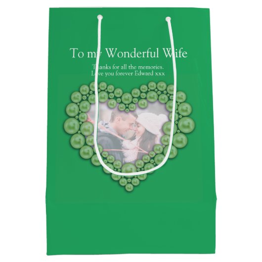 12e jade bruiloft fotocadeau tas voor bruiloft medium cadeauzakje (Achterkant)