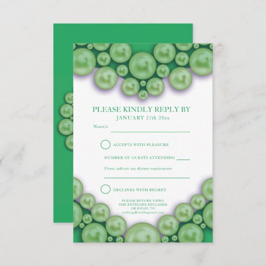 12e Jade bruiloft, hartslagkaart RSVP Kaartje (Voorkant / Achterkant)