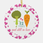 12e Jubileum Cute Couples Ornament (Voorkant)
