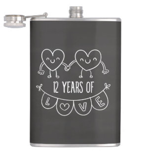 12e Jubileum Gift Chalk Hearts Heupfles