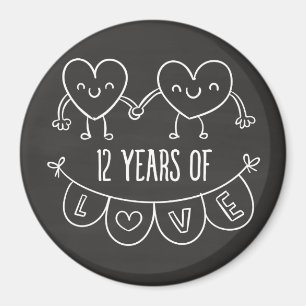 12e Jubileum Gift Chalk Hearts Magneet
