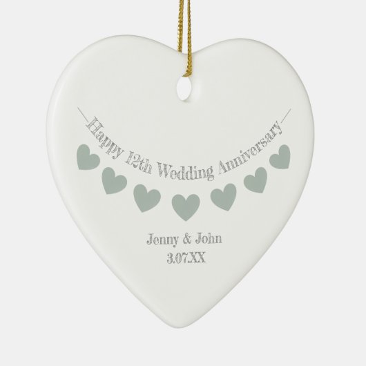 12e Jubileum met zijderupsen Keramisch Ornament (Rechts)