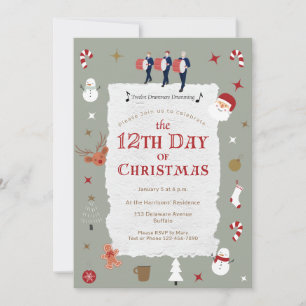 12e kerstdag Vintage Driekoningenfeest Kaart
