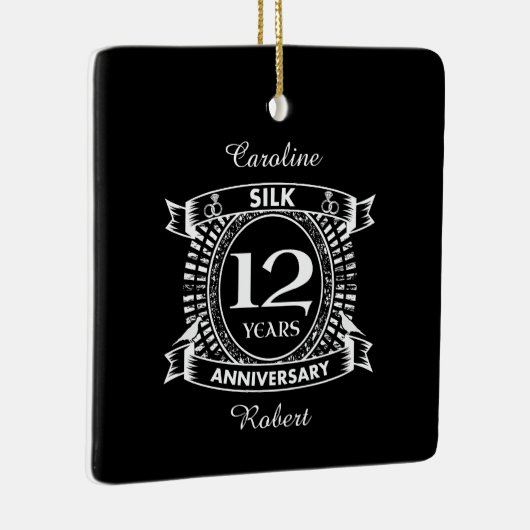 12e trouwdag zijzijde keramisch ornament (Rechts)