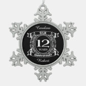 12e trouwdag zijzijde tin sneeuwvlok ornament (Voorkant)